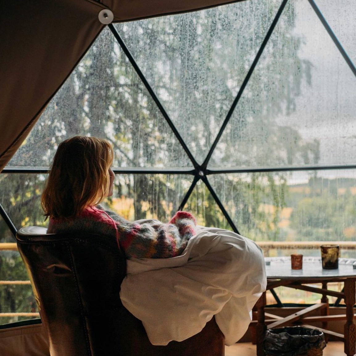 glamping in rainy day in norway